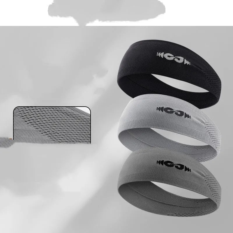 Seamless knitted sports headband in black, grey, or blue for running and cycling