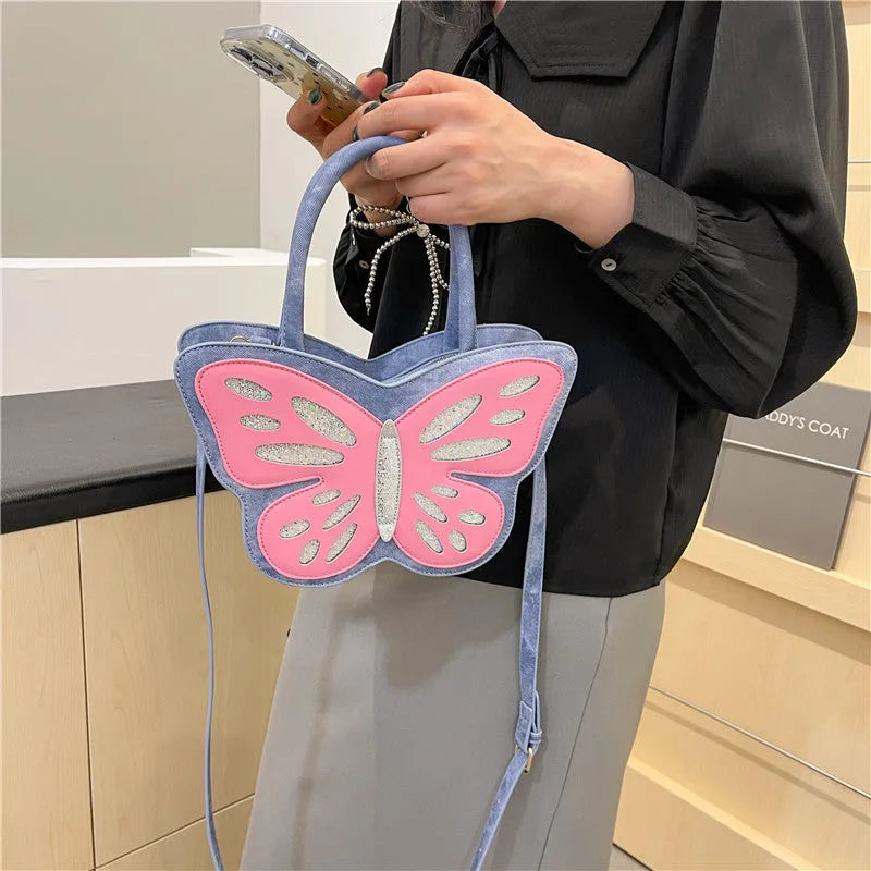Square PU leather crossbody bag with contrast colour detail in casual style