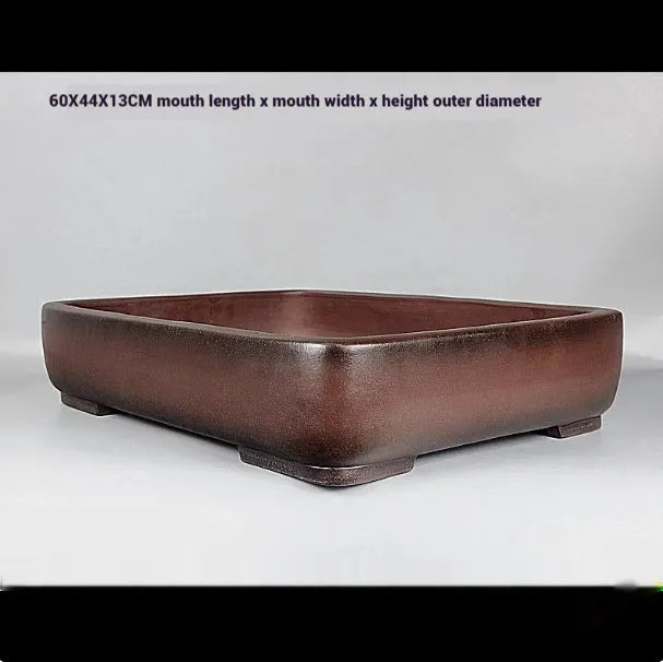 Handmade rectangular antique purple clay flower pot measuring 60x44cm
