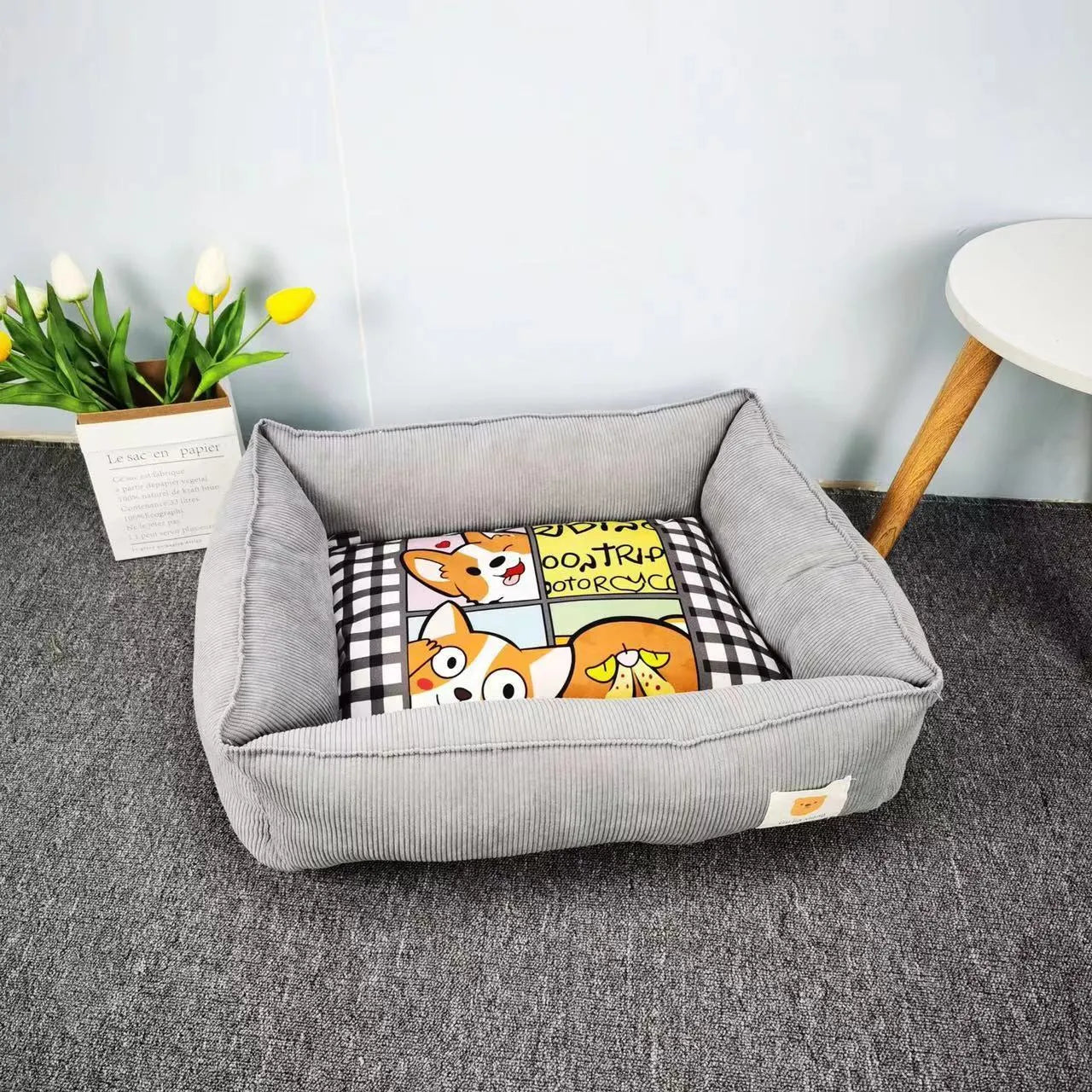 Dog winter cotton pet nest in fine velvet fabric with PP cotton filling showing colour options