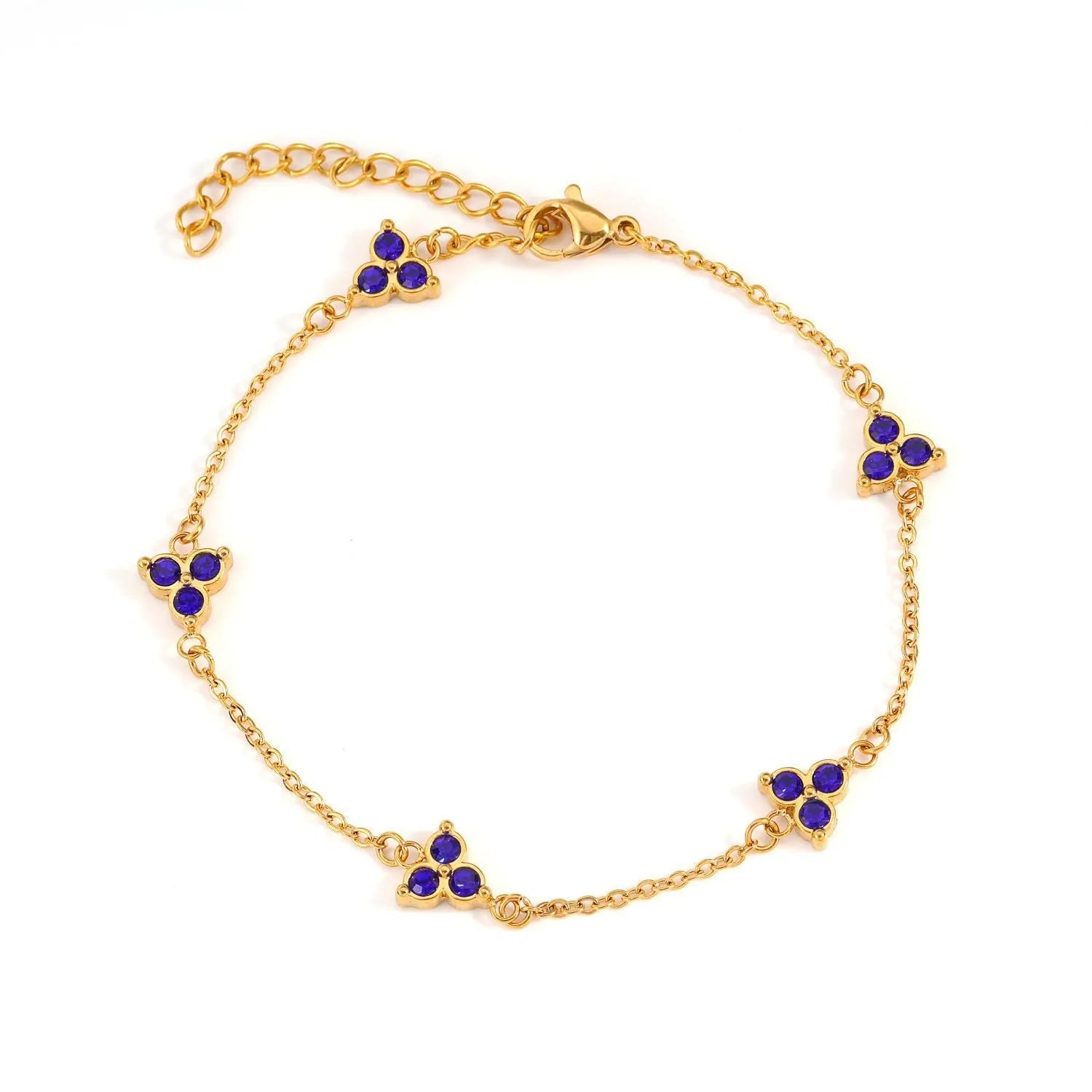 Women's geometric bracelet with triangular diamond cluster in gold or steel stainless steel with coloured stones