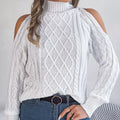 Women's grey acrylic sweater with twisted pattern, strapless half-high collar and lantern sleeves
