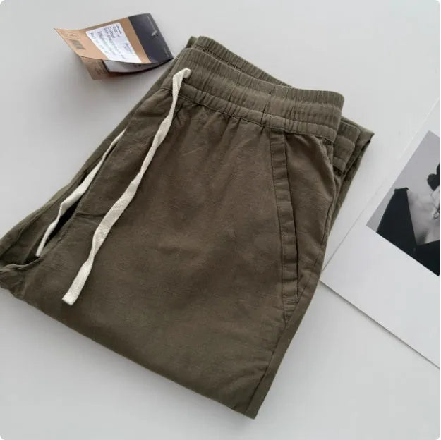 Men's loose straight casual trousers with drawstring waist in multiple colours