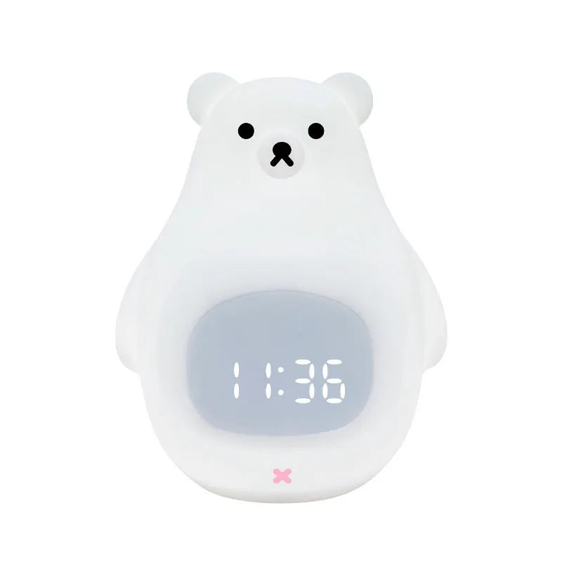 White bear cartoon silicone night light with remote control and timer functions