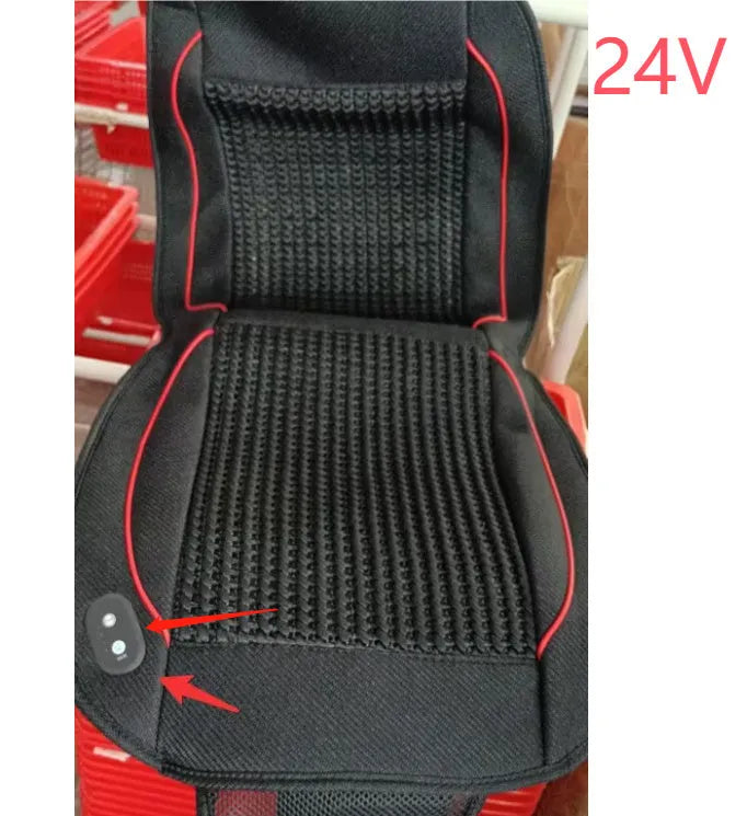 Square black car ventilation seat cushion with power cord for 12V or 24V systems