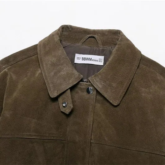 Women's picture colour PU leather jacket in Japanese Korean casual style