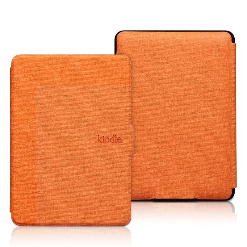 Linen leather style plastic protective case for Kindle Paperwhite with magnetic closure.