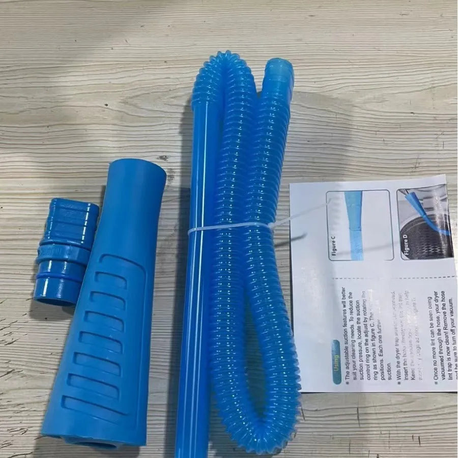 Blue vacuum cleaner suction pipe attachment with round head, 114cm length, and 3-style dust collection bags