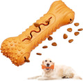 Blue bone-shaped natural rubber dog chew toy for aggressive chewers and teeth cleaning