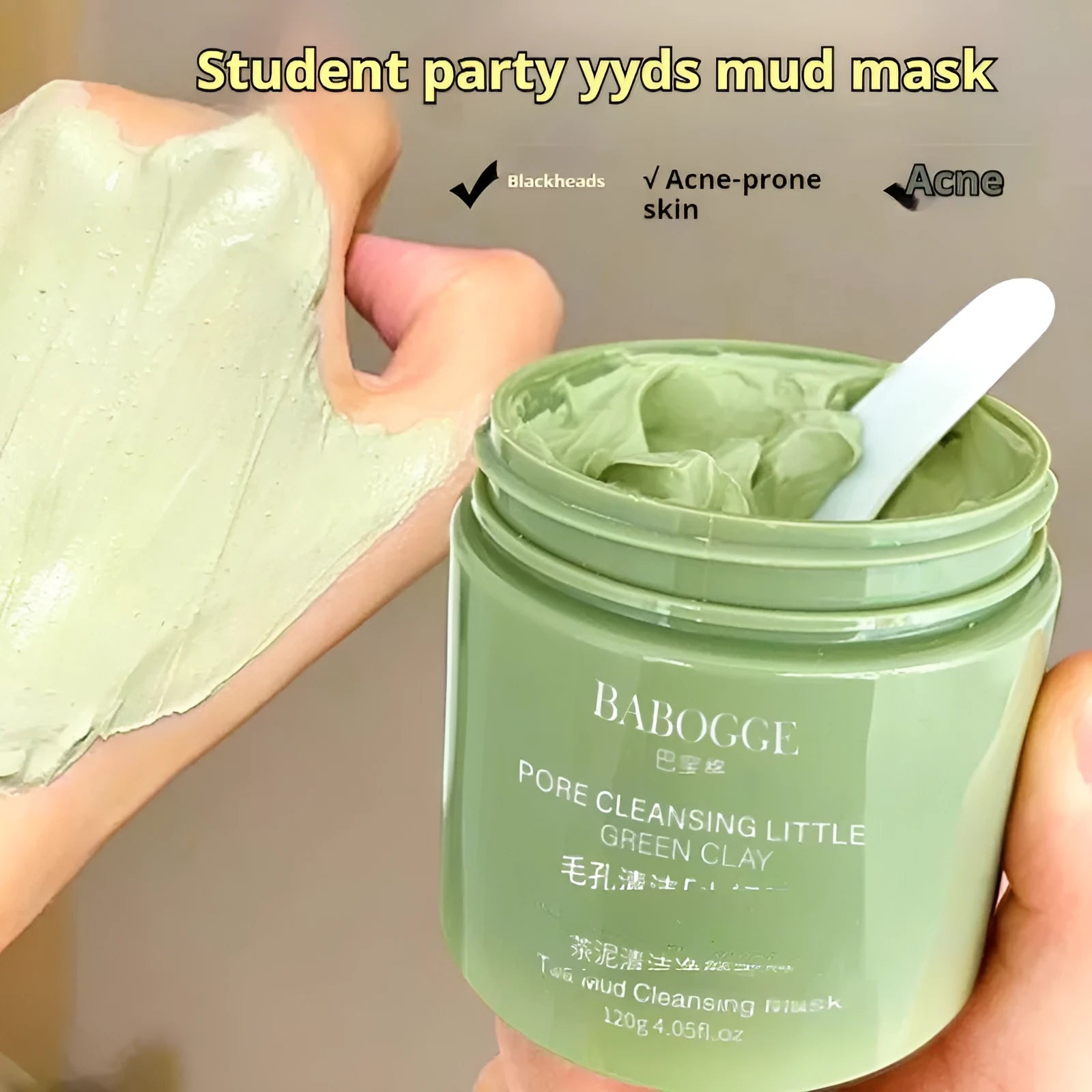 Tea mud cleansing facial mask in a 120g pot, a daub-type clay mask for deep cleansing.