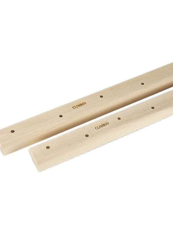 Three wooden grip training finger boards in different sizes for pull-up and climbing strength workouts