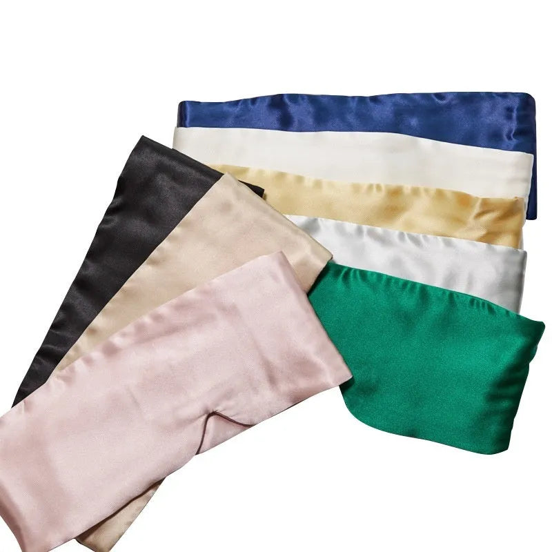 Mulberry silk sleep eye mask shown in one of seven available colours.