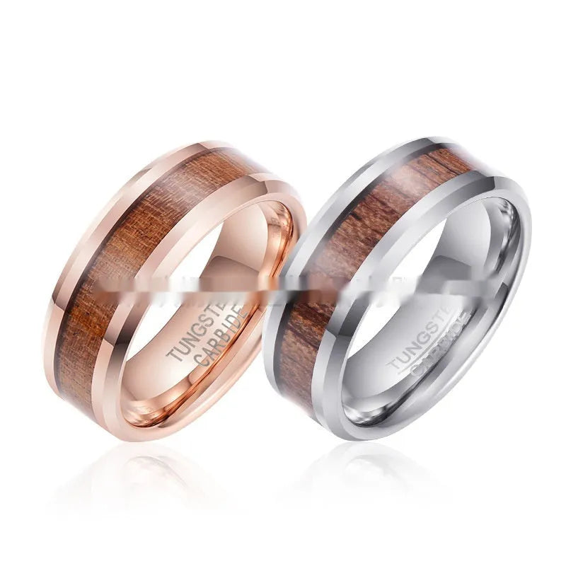 Men's U-shaped ring in 8mm rose gold or steel colour finish made from Ugyen material.