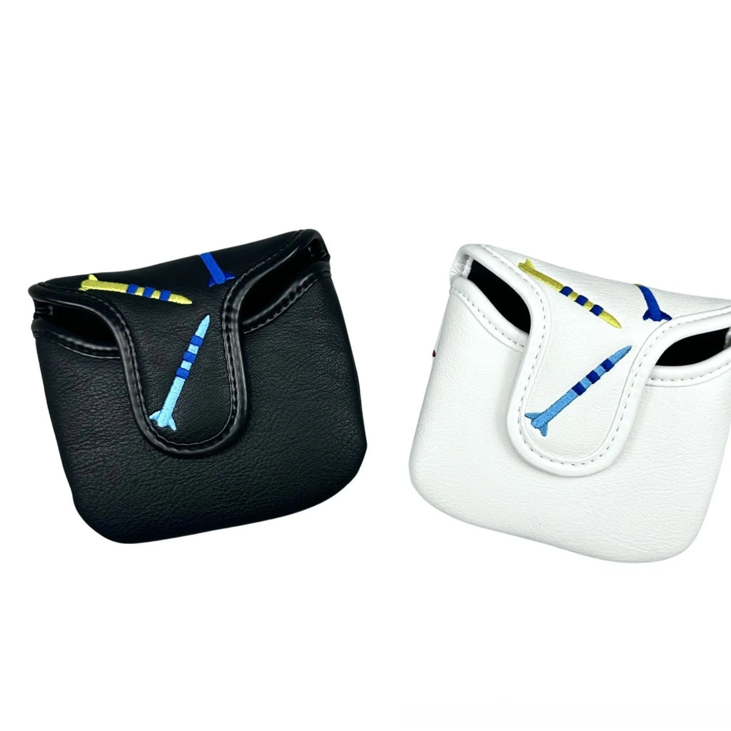 Black and white golf putter protective sleeve made from PU leather
