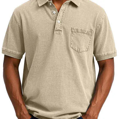 Man wearing a loose fit printed short sleeve shirt in a Korean style, showing plus size fit.