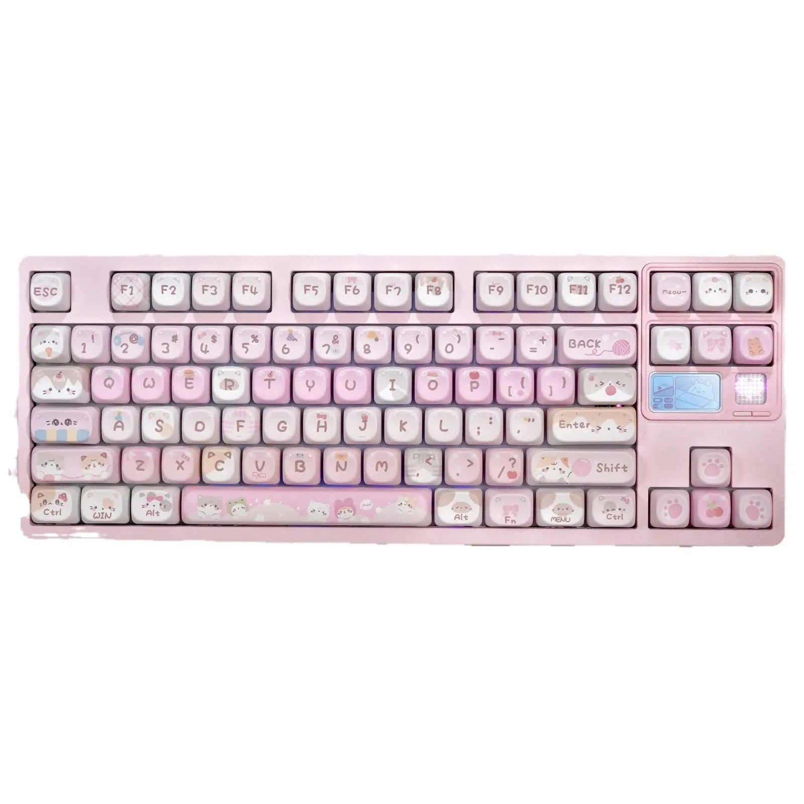 Pink cartoon designed MOA height key cap for mechanical keyboards, showing five-sided sublimation printing