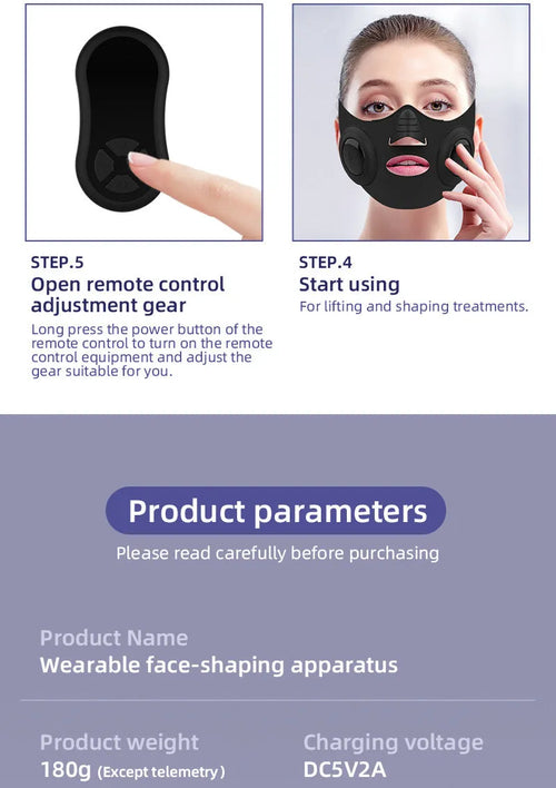Black wearable photon therapy face mask beauty device with a USB charging port.