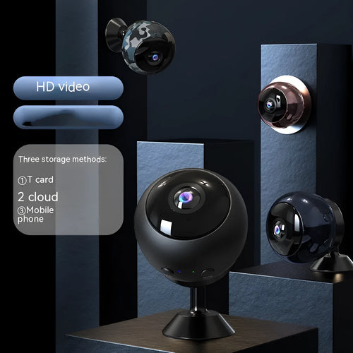 White 1080p wireless wifi security camera with lens on a grey ABS plastic housing.