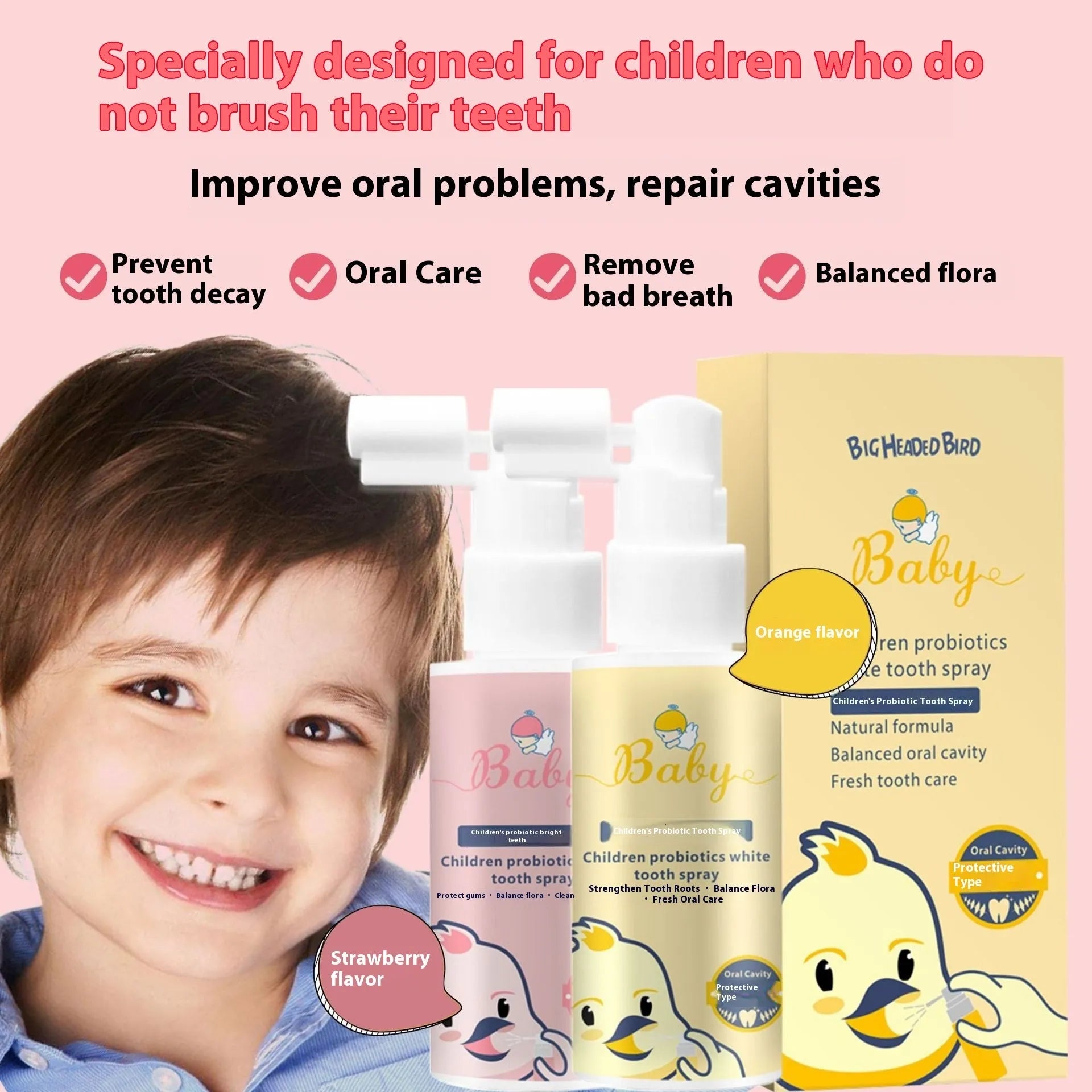 40ml children's probiotic oral spray bottle for white teeth and anticavity protection