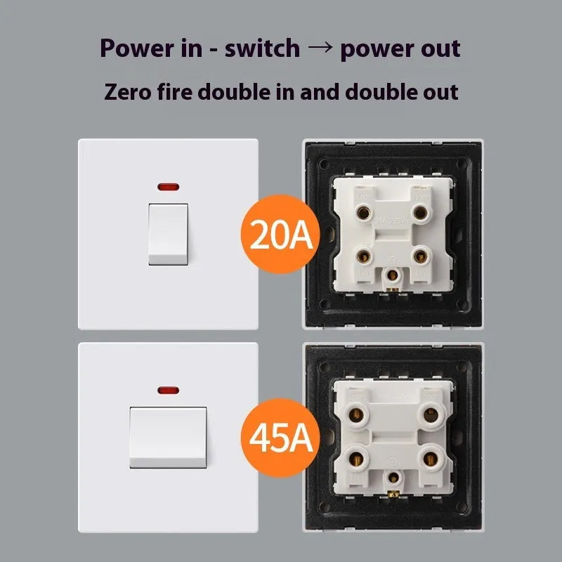 25A or 45A 3-pole illuminated power switch in gold, grey or white colours