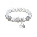 Natural black agate couple bracelet with 10mm wave beads and money painting design in grey colours