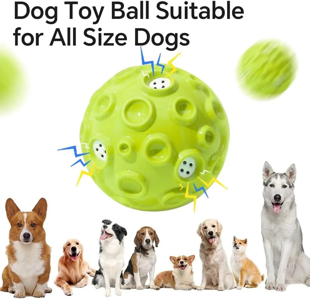 Colourful durable dog chew ball with textured meteorite bumps for teeth cleaning