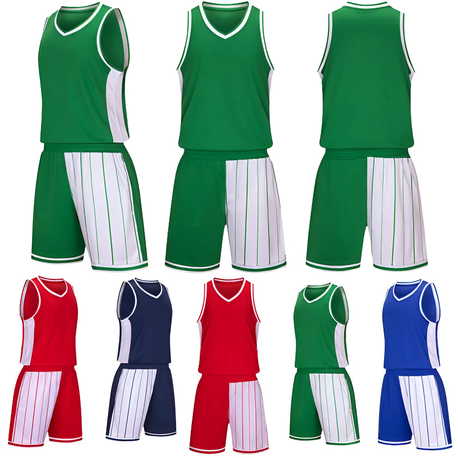 Men's quick-drying basketball training suit in polyester with top and shorts set