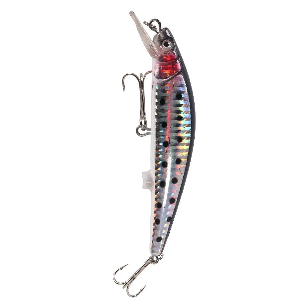 Floating electric USB fishing bait lamp with colourful lights and included USB charging cable.