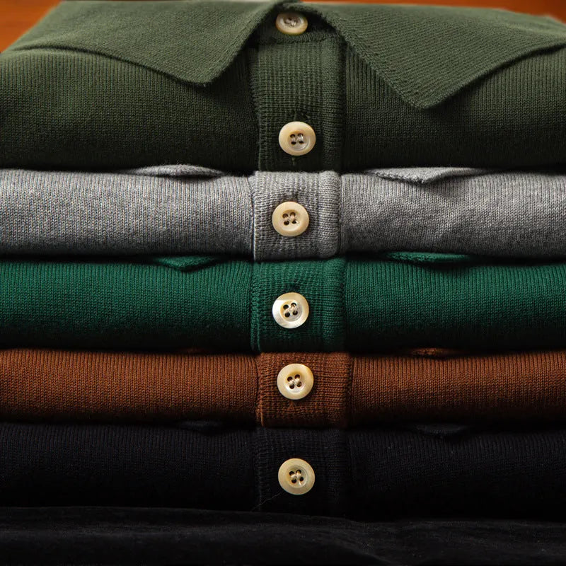 Retro slim-fit short-sleeved cotton T-shirt in a solid colour, shown in a casual setting.
