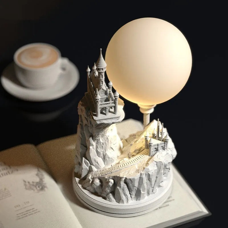 White composite gypsum table lamp with wire control switch for bedroom night lighting
