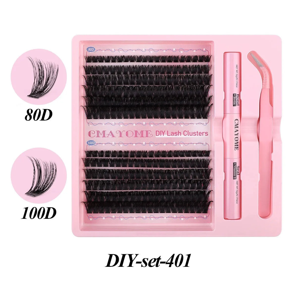 DIY single cluster individual false eyelash set in natural thick mixed split types.