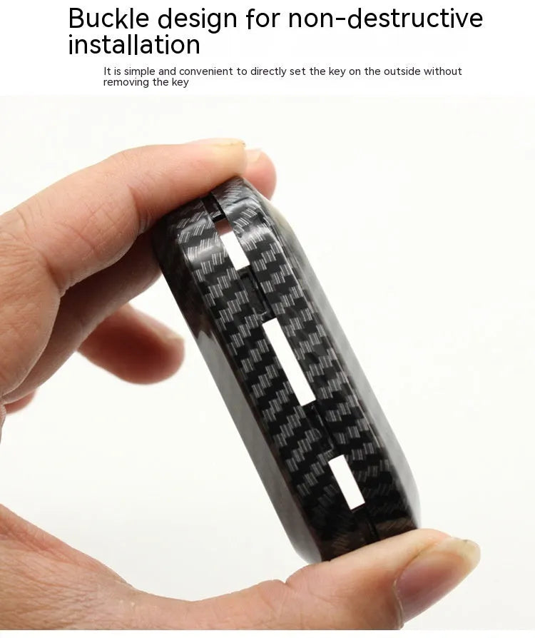 Fiat 500 carbon fibre key shell case in black, red, and dark blue colours for Boyue Ottimo Viaggio models