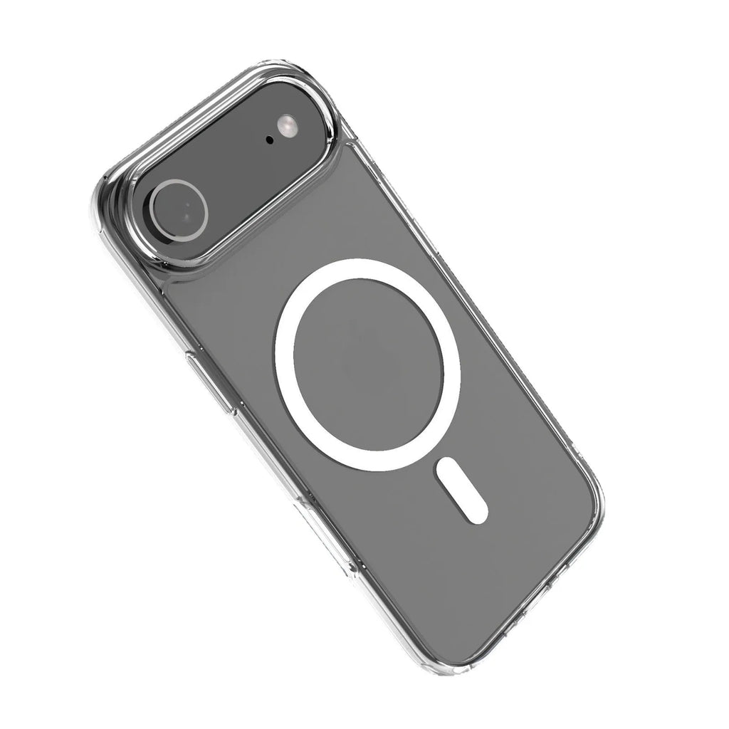 Transparent magnetic shockproof phone case for iPhone 17 AIR and iPhone 17 Pro models.