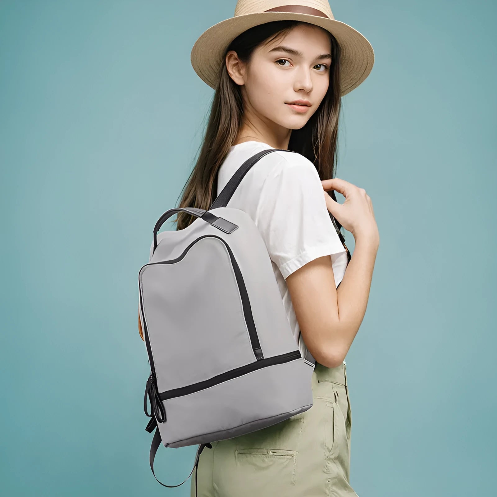 Oxford cloth leisure backpack in solid colour with under 20L capacity for daily commuting and travel