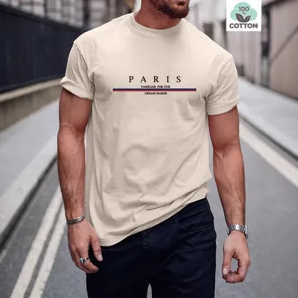 Men's heavy letter printed cotton T-shirt in loose casual fit available in four colours