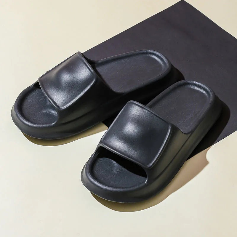 Thick sole EVA foam flip flop slippers for men and women in various colours.