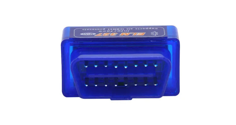 Compact Bluetooth OBD2 automotive diagnostic scanner with ELM327 chip for fault code reading and sensor monitoring