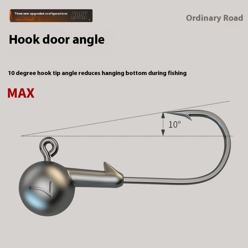 Set of 50 jig fishing hooks with strengthened construction and lead-headed designs in primary colours