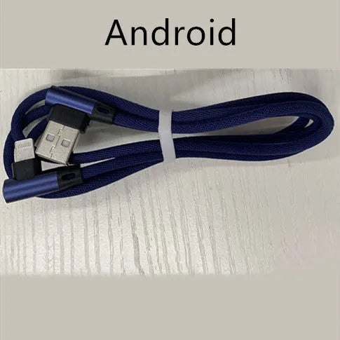 Denim braided fast charging USB cable with aluminium alloy connectors in black blue and red