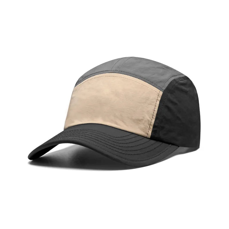 Men's cotton-polyester baseball cap in khaki, army green, orange, and yellow colours with curved brim