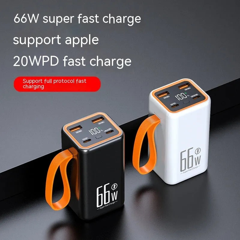 PD66W fast charge 20000mAh power bank in black or white plastic case