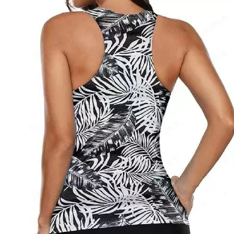 Women's fashion split bow bikini swimsuit in polyester fabric with sexy pattern style