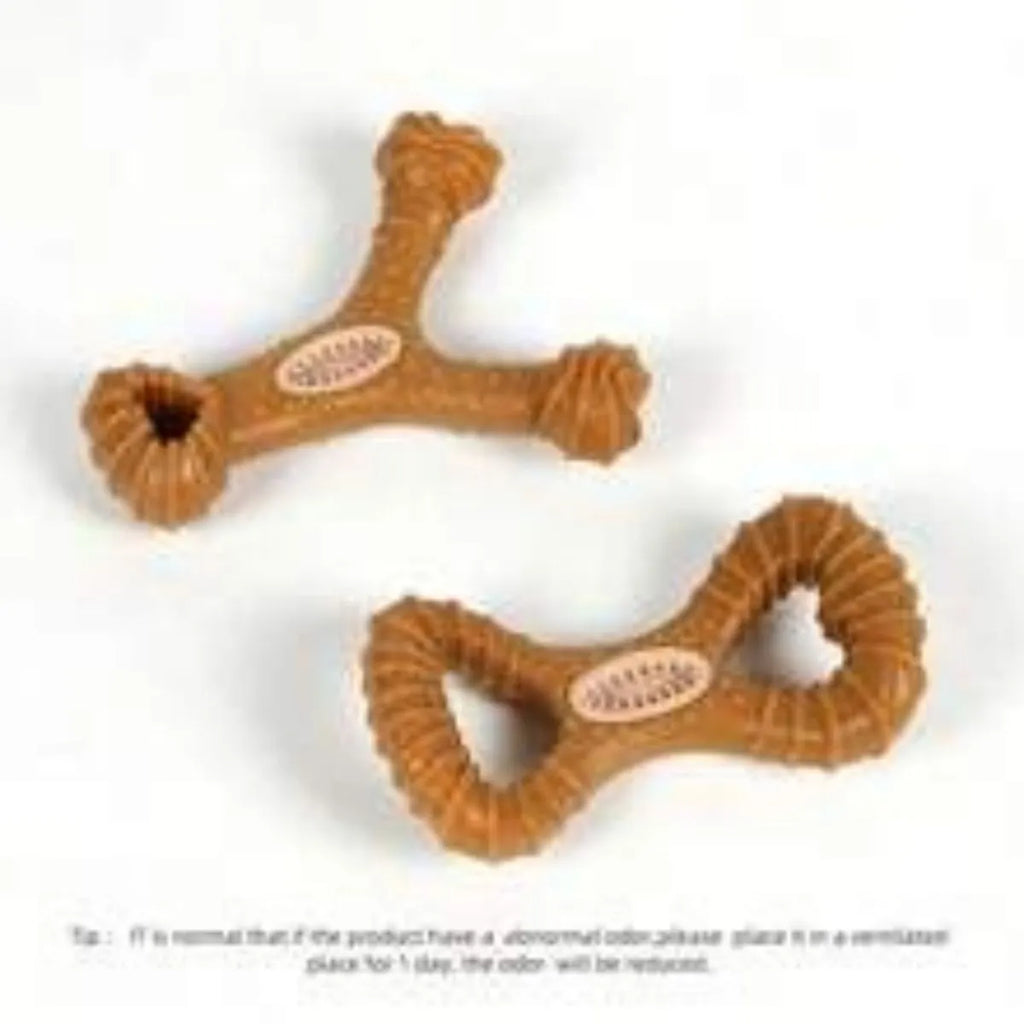 Rubber dog chew toy in 8-shape and Y-shape designs for dental cleaning and interactive play