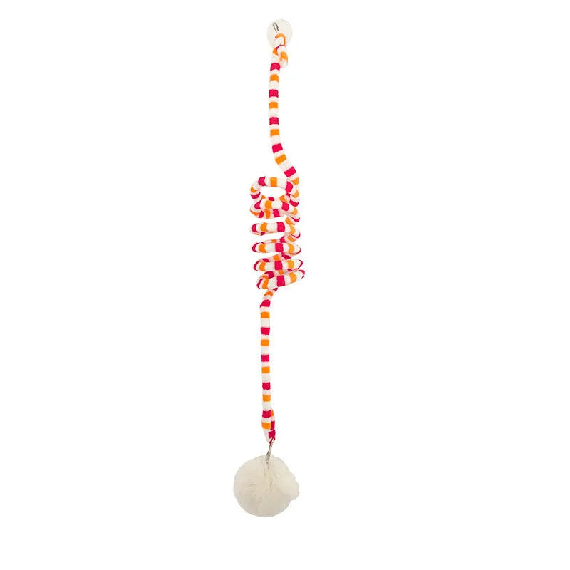 Hanging cat toy with suction cup, inflatable ball, and bell stick in multiple colour options