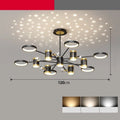 Black iron pendant chandelier with Nordic star design and 13 LED light heads