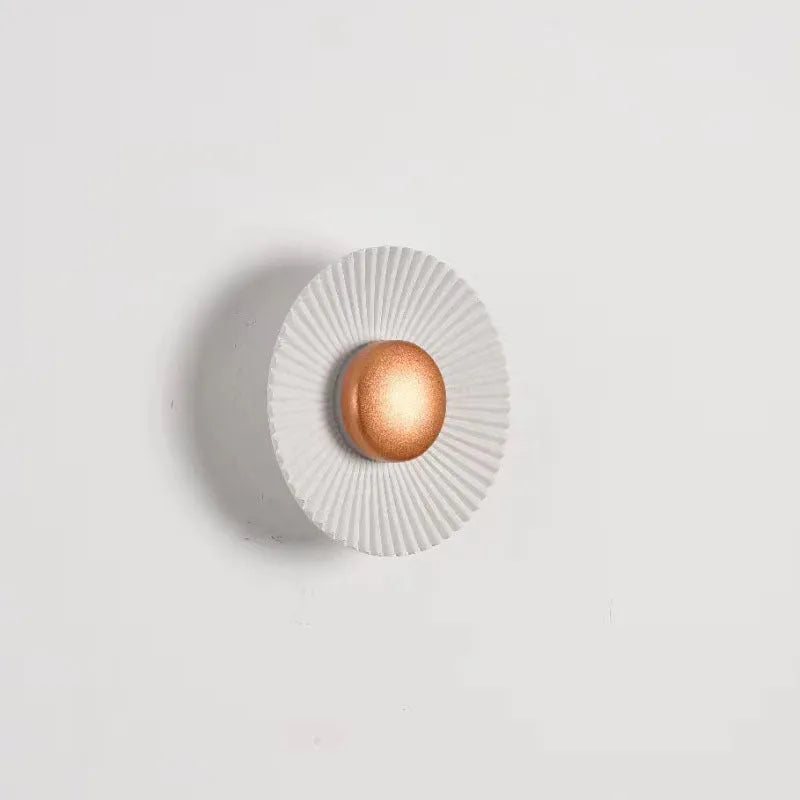 Round aluminium wall lamp with LED light source in multiple colour combinations for bedroom or living room