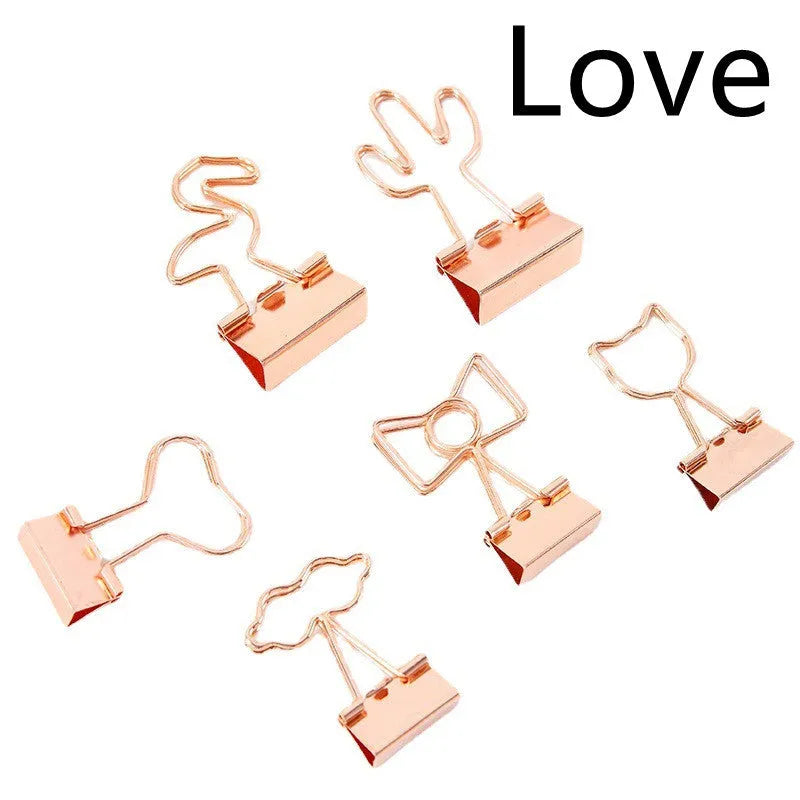 Gold plated decorative metal clip with charm design options for office organisation