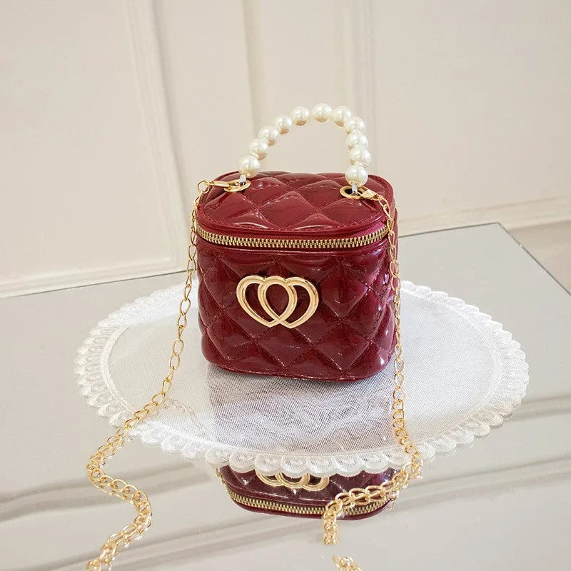 Women's PVC bucket gel bag with heart pattern in various colours
