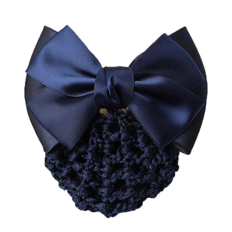 Professional two-bow mesh hair clip for female workers in various colours.