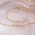 Stainless steel digital bracelet with diamond studs around LED display, shown in gold colour